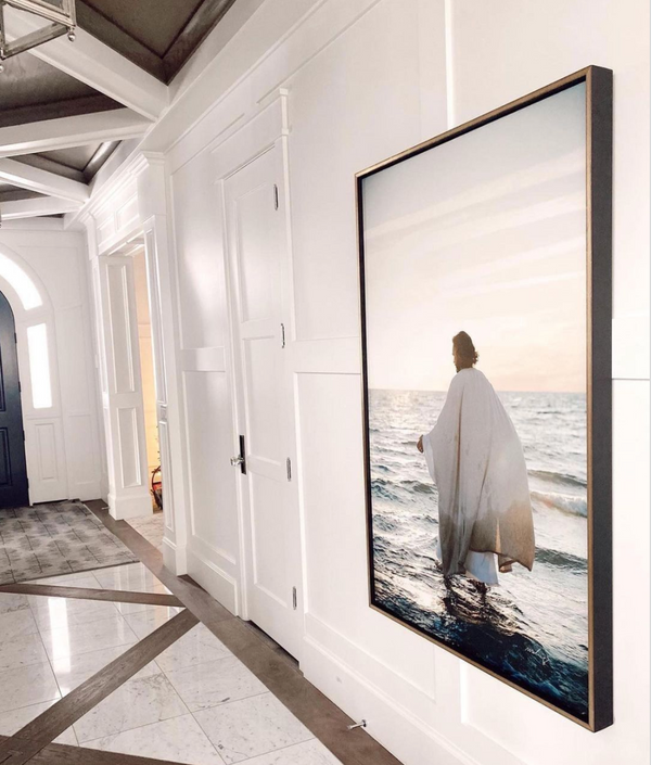 40x60 Gallery Wrapped Canvas in a Float Frame. A float frame, as the name implies, is designed in such a way that the artwork appears to float within the frame; it is not pressed behind a piece of glass. Because of this illusion, viewers of your artwork gain a sense of three-dimensional depth when viewing the piece. Reflections of Christ does not offer framing in-house, however most framers provide float frames.