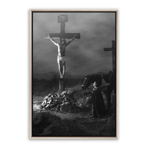 Modern Christian wall art. 'Confession' Savior Jesus on metal with silver frame by Reflections of Christ.
