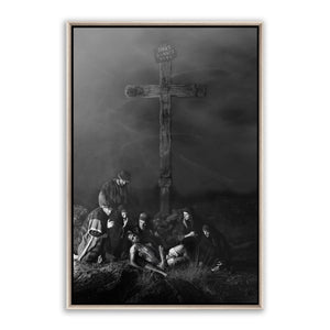 Jesus Christ 'Descent' from the cross. Realistic Christian art work on metal with silver frame by Reflections of Christ.