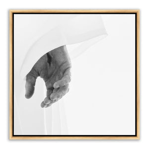 Jesus Christ 'Perfect' pierced hand. Realistic Christian art work on metal with gold frame by Reflections of Christ.