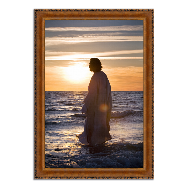 Jesus Christ 'He Came Unto Them' silhouette. Realistic Christian wall art on canvas with Vintage Copper frame by Reflections of Christ.
